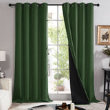 1 x RAW Customer Returns Deconovo Curtain 100 Opaque, Curtains Living Room Curtain Blackout, Blinds Curtains with Eyelets, Heavy Curtain Heat Protection, Double Layer Curtains, 245 x 140 cm Height x Width , Green, Set of 2 - RRP €43.49