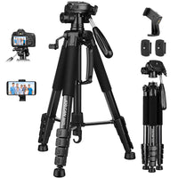 1 x RAW Customer Returns JOILCAN 187cm Lightweight Camera Tripod, Aluminum, for Canon Nikon Sony with Detachable 3-Way Swivel Head, with Mobile Phone Holder, Carrying Bag, Load up to 5kg - RRP €41.98