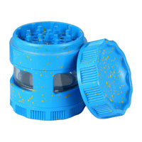 1 x RAW Customer Returns Cocfong Crusher Grinder, Large Aluminum Alloy Herb Grinder, Diameter 63 mm, 4-Piece Spice Mill, 3 Layers of Sharp Teeth, Grass Grinder with 2 Pollen Scrapers and 1 Cleaning Brush Blue  - RRP €22.18