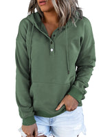 1 x RAW Customer Returns Dokotoo Women s Hooded Sweatshirt Winter Autumn Hoodies Long Sleeve Button Collar Green Sweater L - RRP €39.99