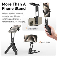 1 x RAW Customer Returns Ulanzi JJ02 Mobile Phone Tripod Stand, 3 in 1 Bluetooth Selfie Stick Cell Phone Grip Capgrip with Remote Control, Extendable Mini Tripod Cell Phone Holder for iPhone Samsung Android Smartphones, 2 Cold Shoes White  - RRP €26.21