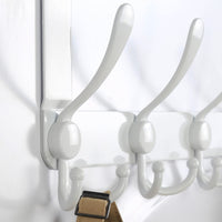 1 x RAW Customer Returns Dseap door coat rack for hanging, stainless steel door hook inside, door hook rail, coat hook door, door hanger, for clothes hat towel coat, with 5 triple hooks, white - RRP €18.14