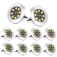 1 x RAW Customer Returns Qedertek Solar Floor Lights Outdoor Garden - 8 Pack 8 LED Solar Lights Outdoor Light Warm White, LED Solar Garden Lights Waterproof Solar Lamps for Garden, Lawn, Walkway, Patio, Driveway - RRP €32.39