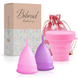 1 x Brand New Bibrad Menstrual Cup - 2 Menstrual Cups in Sizes M and L, Sterilizer and Cotton Carry Bag - 100 Soft Medical Silicone, Washable and Reusable ML  - RRP €16.72