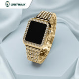 1 x RAW Customer Returns wutwuk Apple Watch Strap Gold 41mm 40mm 44mm 45mm 38mm 42mm Women Glitter Compatible with iWatch Series SE 9 8 7 6 5 4 3 2 1 Diamond Rhinestone Hard PC Protective Frame Ultra Thin Protective Case Women - RRP €24.16