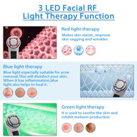 1 x Brand New RUIZHI Facial Massager, 3 LED RF Light Therapy Facial Beauty Machine, Ultrasonic Vibration Rides Removal Skin Tightening EMS Hot Cool Pulse Mode Care Beauty Device - RRP €18.0