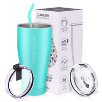 1 x RAW Customer Returns Aolieh 30OZ Thermal Mug, Insulated Coffee Cup with Lid and Straw, Double Wall Vacuum Stainless Steel Cup, Reusable Travel Bottle for Hot and Cold Drinks, Ice Cream Smoothie, BPA Free - RRP €16.99