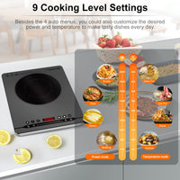 1 x RAW Customer Returns Single induction hob 2000W AMZCHEF Portable induction plate with quiet operation, 9 power and temperature levels, 4 automatic menus, ultra-thin housing design, safety lock, timer, gray - RRP €79.99