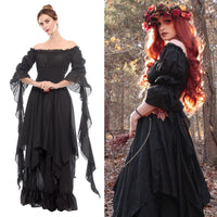 1 x RAW Customer Returns Fiamll Victorian Dress Renaissance Costume Women Gothic Witch Dress Medieval Wedding Dress Black S M  - RRP €50.41