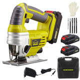 1 x RAW Customer Returns Cordless jigsaw, DEWINNER 20V 2X2.0Ah battery and charger, bevel cut 45 , 5 blades, tool-free saw blade change, dust blowing function, with box - RRP €99.17