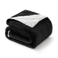 1 x Brand New MIULEE Flannel Blanket Sofa Fleece Sherpa Velvet Plush Fluffy Reversible Dou Sofa Couch Bed Microfiber Lightweight Soft Warm Soft Baby 150X200CM Black - RRP €37.99