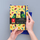 11 x Brand New ARTEZA Small Dotted Notebook, Set of 2, 15.2 x 20.3 cm, 96 Sheets Each, 1 Bird Pattern and 1 Plain Blue, 2 Bullet Journal, A5 Pocket Notebook for Writing and Sketching - RRP €184.8