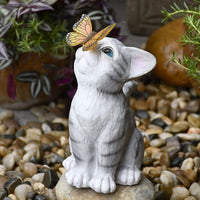 1 x RAW Customer Returns HIAME Garden Decoration Butterflies Decoration Solar Lamps for Outdoor Balcony Garden Decoration Courtyard Layout Cute Cat Top Butterfly Ornaments Resin Solar Lights Outdoor Creative Animals A  - RRP €39.31