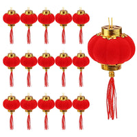 1 x RAW Customer Returns Chinese New Year Decoration 16 Pcs Red Lantern Decorations Hanging Flocking Plastic Lantern For Chinese Traditional Spring Festival New Year Garden Wedding Home Decoration - RRP €8.24