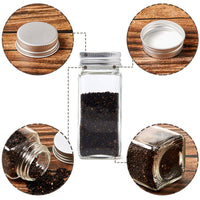 1 x RAW Customer Returns EZOWARE 24 Piece Square Spice Jars Set, 120ml Spice Jar with Shaker Insert, Square Spice Shaker Glass with Airtight Cap, Chalkboard Label, Shaker Insert Tops and Wide Funnel - RRP €25.99