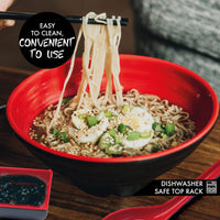 1 x RAW Customer Returns BALIBETOV Japanese Ramen Bowls Set - Includes 4 Melamine Ramen Bowls, Chopsticks, Spoons and Small Japanese Sauce Plates - Ideal for Asian Soups or Pho- 2 sets, 8pcs Red, 2  - RRP €29.39