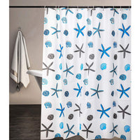 1 x RAW Customer Returns meioro White Peva Shower Curtain Waterproof and Mildew Resistant Bathroom Curtains Home Accessories with Grommets and Hooks Starfish and Shells  - RRP €15.99