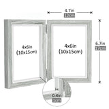 1 x RAW Customer Returns Afuly 10x15 Picture Frame Grey White Double Wood for 2 Pictures Collage Modern Shabby Decoration Family Pet Gift - RRP €17.14