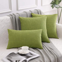 1 x RAW Customer Returns MIULEE Cushion Covers Cushion Cover Decorative Cushion Linen Look Decorative Cushion Cover Sofa Cushion Couch Cushion Decorative Cross with Hidden Zip for Sofa Bedroom Set of 2 50 x 50 cm Green - RRP €14.99