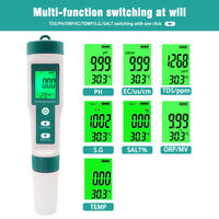 1 x RAW Customer Returns PH meter, PH meter, 7 in 1 TDS EC salinity ORP SG temperature PH tester, with backlight, high precision, suitable for drinking water, swimming pools, aquariums, laboratories - RRP €32.99