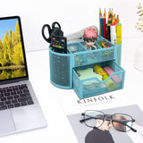 12 x Brand New RUIXUE multifunctional desk organizer, metal desk pen holder, office organizer, desk organizer, desk organizer suitable for schools, offices etc. nine grids light blue  - RRP €246.0