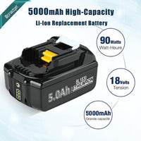 1 x RAW Customer Returns 2X 18V 5.0Ah replacement battery 6A DC18RD dual port charger for Makita 14.4V-18V BL1830 BL1850 BL1860 BL1840 etc tool battery and DC18RD DC18RC DC18SF DC18RA DC18RF charger - RRP €87.99