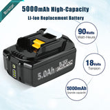 1 x RAW Customer Returns 2X 18V 5.0Ah replacement battery 6A DC18RD dual port charger for Makita 14.4V-18V BL1830 BL1850 BL1860 BL1840 etc tool battery and DC18RD DC18RC DC18SF DC18RA DC18RF charger - RRP €87.99