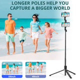 1 x RAW Customer Returns ATUMTEK 150cm Selfie Stick, Selfie Stick with Detachable Bluetooth Remote Control, Extendable Selfie Stick for iPhone and Android, Video Recording, Blogging and Live Streaming - RRP €27.38