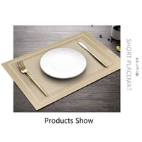 1 x RAW Customer Returns Placemat Stain Resistant Washable PVC Placemats Non Slip Coffee Mat Crossweave Woven Vinyl Heat Resistant Kitchen Table Mats for Dining Table Gold, 6 Placemats and 1 Table Runner  - RRP €18.99