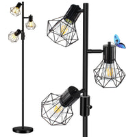 1 x RAW Customer Returns HiBay Dimmable LED Floor Lamp, Rustic Industrial Floor Lamp 3 Bulbs Black Floor Lamp with 3x8W 800LM E27 Reading Lamp for Living Room, Bedroom, Office Energy Class F  - RRP €89.99