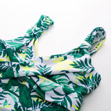 1 x RAW Customer Returns GRACE KARIN Women s One Piece Swimsuit Summer V-Neck Floral Pattern Swimwear One Piece Bathing Suit Yellow-Green Leaves L - RRP €33.77