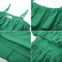 1 x Brand New Girls Dress 122 Festive Summer School Party Casual A-Line Spaghetti Straps Long Dresses 128 Green - RRP €27.6