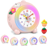 1 x RAW Customer Returns TENOCK Analog Alarm Clock Children, Unicorn Alarm Clock Girls, Alarm Clock Without Ticking Children, Colorful Light Alarm Clock, Adjustable Volume and Easy to Read Time, for Girls Room Decoration Pink  - RRP €22.61