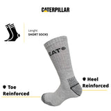 1 x RAW Customer Returns Caterpillar 12 Pairs of Work Socks Mid Calf Calf Height - Safety Shoes - Reinforced Heel Toes - Terry Cotton Light Grey, 43-46  - RRP €35.12