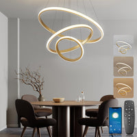 1 x RAW Customer Returns BRIMETI pendant light dining table, dining table lamp 50cm height adjustable dining room lamps 45W 3-flame hanging light dimmable with remote control LED hanging lamp living room dining room kitchen bar lights gold  - RRP €89.24