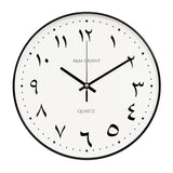 1 x RAW Customer Returns R M ORIENT 30cm Arabic wall clock round with creeping pointer without ticking noises, silent quartz movement, easy to read, large wall clock for living room, office, kitchen, restaurant black white  - RRP €34.79