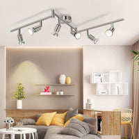 1 x RAW Customer Returns Schiele Ceiling Lamp Ceiling Spotlight 6 Bulbs, Swivel Ceiling Lamp Spotlight LED 6W Spotlight Interior Lamps GU10 Ceiling Spotlights Ceiling for Dining Room Kitchen Hallway Room Living Room - RRP €48.99