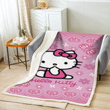 1 x RAW Customer Returns Amacigana bed blankets, cartoon fleece blankets for adults and children, 100 microfiber, for bed couch and sofa fleece couch blanket, fluffy sofa blanket, cuddly blanket Hello Cat, 130cm 150cm  - RRP €31.25