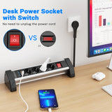 1 x RAW Customer Returns Power strip 4-way desk with USB C PD 20W, Ohuo table socket USB C 20W multiple sockets 4-way with switch, 2 USB-A and USB-C ports, 1.8m cable - RRP €30.0