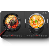 1 x RAW Customer Returns Induction hob 2 plates, Aobosi induction hob with independent control, 10 temperature levels and 6 power levels, stainless steel, 3500W, 4-hour timer, max min button, safety lock - RRP €142.99