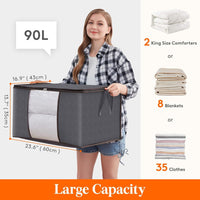 1 x RAW Customer Returns Lifewit 6 Pack 90L Large Storage Bag Closet Organizer Set, Foldable Clothes Storage with Reinforced Handle, Sturdy Zipper for Clothes, Bedding, Duvets, Quilt, Gray - RRP €31.6