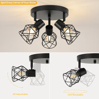 2 x Brand New FORCOSO ceiling spotlight black swiveling 350 , spots ceiling light 3 flames metal ceiling lamp spotlight, E14 vintage ceiling spots wall spotlight, ceiling kitchen lamp kitchen living room hallway wall lamp - RRP €60.48