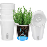 1 x Brand New SYITCUN set of 8 herb pots with watering system, 23 cm 10 cm 7.5 cm orchid pot, self-watering pot with wick system and water level indicator for indoor use, pots for herb garden kitchen - RRP €39.65