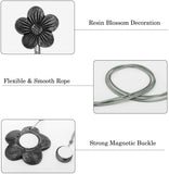 1 x RAW Customer Returns Lewondr Vintage Magnetic Curtain Tiebacks, 1 Pair Resin Flower Curtain Buckle with Strong Permanent Magnet for Decoration Home Cafe Office - Ink Black - RRP €16.89