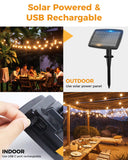 1 x RAW Customer Returns litogo 119.75ft solar fairy lights outdoor, 50 3 G40 LED fairy lights outdoor, 5 modes USB solar fairy lights outdoor weatherproof for balcony, terrace, garden, wedding, house, Christmas parties - RRP €65.99