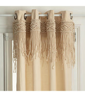 1 x RAW Customer Returns Atmosphera - Curtain Rituality made of macrame - 140 260 cm - Beige - RRP €31.04