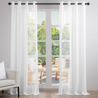 1 x RAW Customer Returns Topfinel Curtains with Eyelets Transparent Christmas Curtains Living Room Curtain White Bedroom Curtain Eyelet Curtain 225 cm Long Curtains Scarves Set of 2 Sheer Curtains Drapes Eyelet Curtain 140 Wide - RRP €29.39