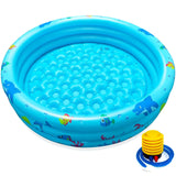 1 x RAW Customer Returns Jiosdo paddling pool, 110x27cm inflatable children s pool, baby pool, children s paddling pool, round swimming pool, family pool, inflatable bathtub with free air pump, blue - RRP €19.7