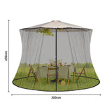 1 x RAW Customer Returns Sekey Adjustable Mosquito Net for 250-300 cm Patio Parasol, Mosquito Net for Patio with 2 Double Doors, Mosquito Net for Parasol, 2.5 m Height, Black - RRP €39.99