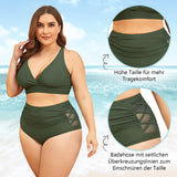 1 x RAW Customer Returns Century Star Bikini Women Tummy Control Big Breasts Swimsuit V Neck Swimwear Tummy Control Bikini Sets High Waist Army Green XL - RRP €34.27